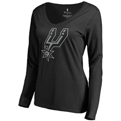 San Antonio Spurs Women's Primary Logo V-Neck Long Sleeve T-Shirt - Black for sale