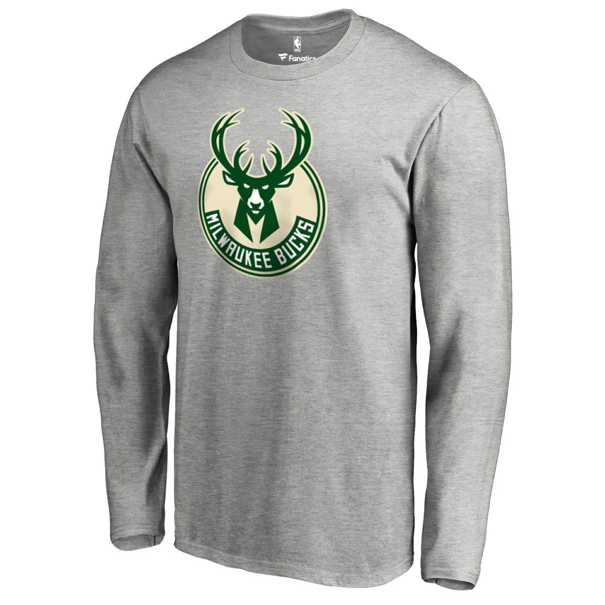 Milwaukee Bucks Primary Logo Long Sleeve T-Shirt - Heather Gray discount