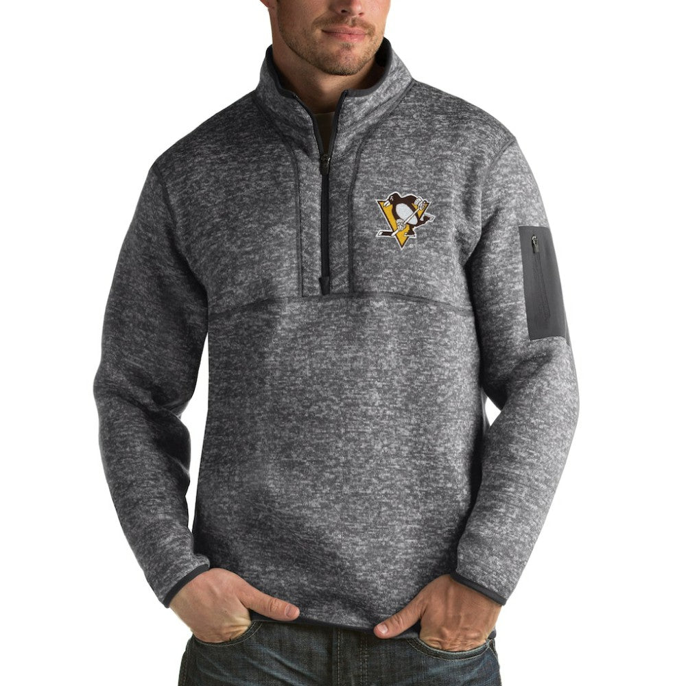 Pittsburgh Penguins Antigua Fortune 1/2-Zip Pullover Jacket Charcoal