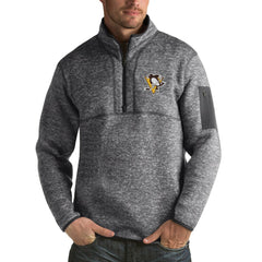 Pittsburgh Penguins Antigua Fortune 1/2-Zip Pullover Jacket Charcoal