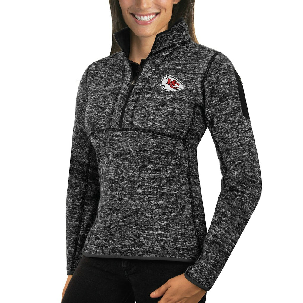 Kansas City Chiefs Antigua Women's Fortune Half-Zip Sweater - Heather Black online