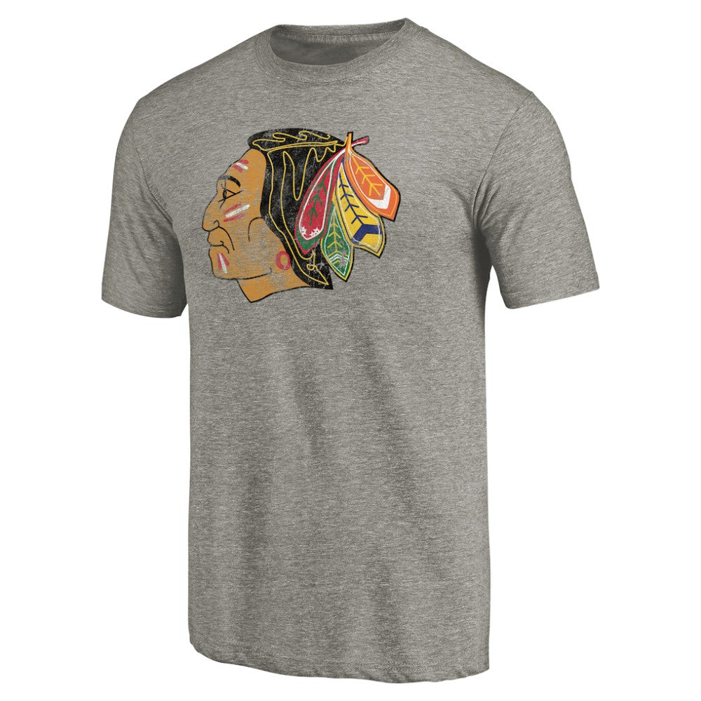 Chicago Blackhawks Throwback Logo 1960-1961 Tri-Blend T-Shirt Ash
