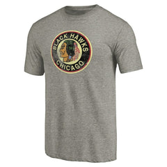 Chicago Blackhawks Throwback Logo 1937-1938 Tri-Blend T-Shirt Ash