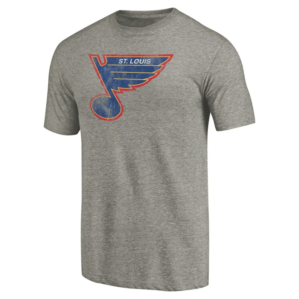 St. Louis Blues Throwback Logo 1987-1989 Tri-Blend T-Shirt Ash