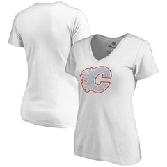 Calgary Flames Women's Whiteout V-Neck T-Shirt White