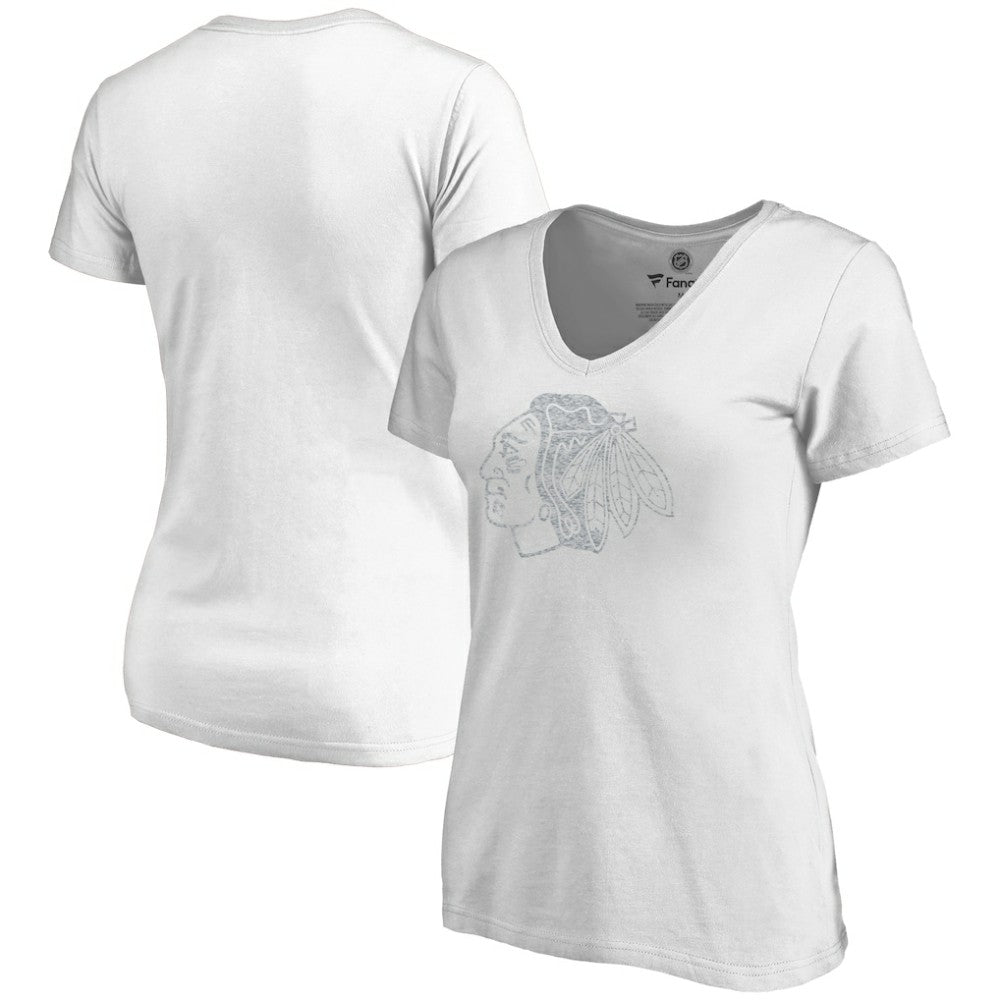 Chicago Blackhawks Women's Whiteout V-Neck T-Shirt White