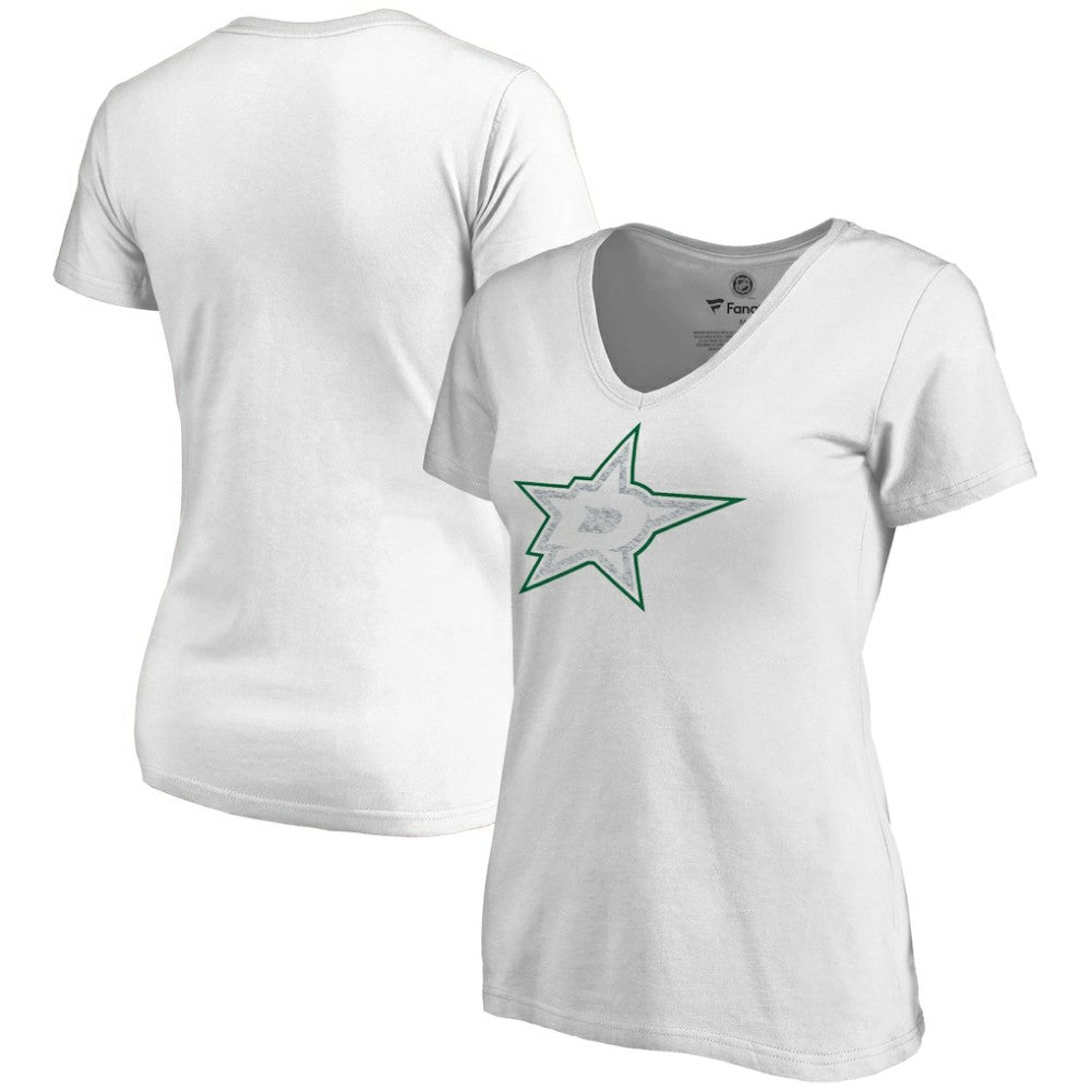 Dallas Stars Women's Whiteout V-Neck T-Shirt White