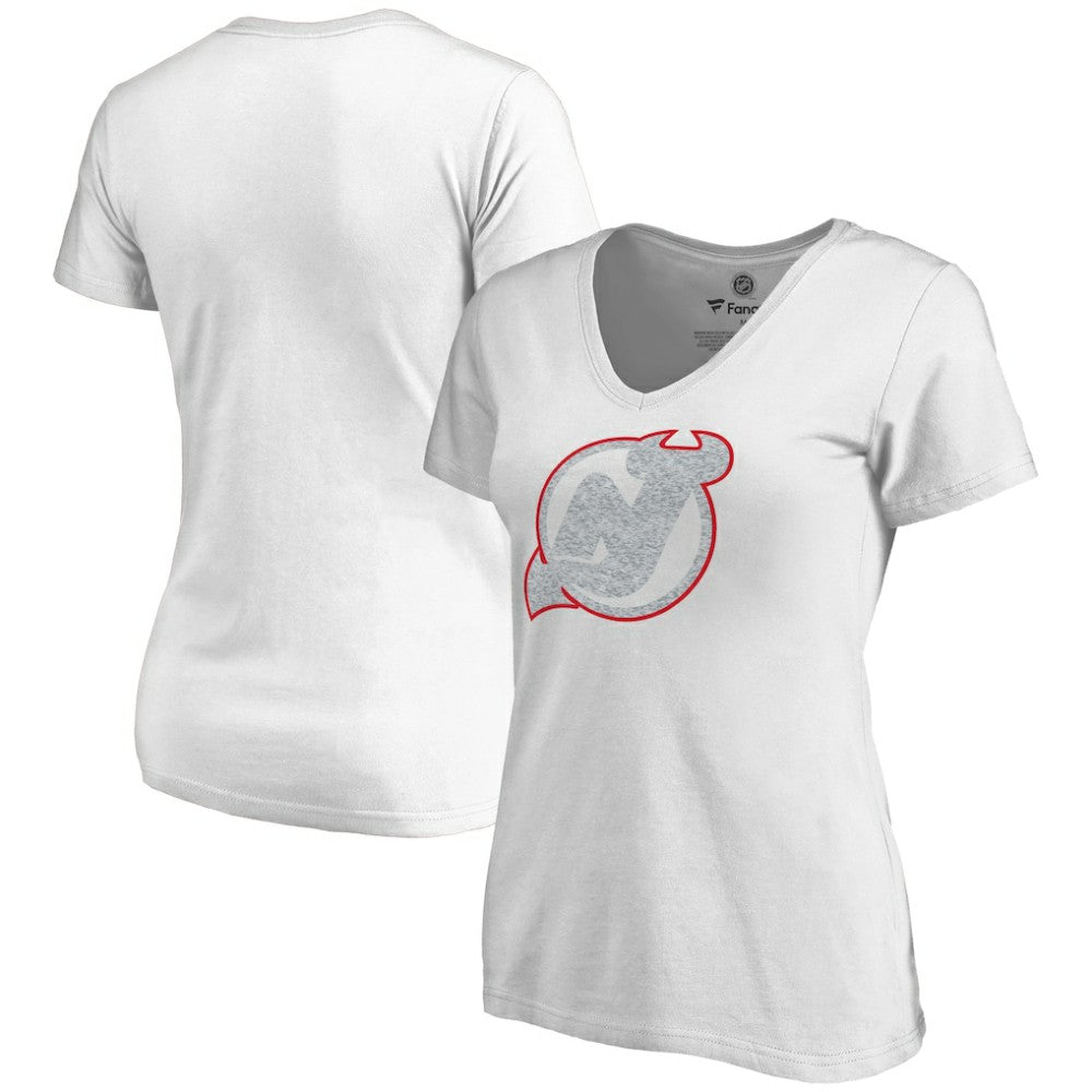 New Jersey Devils Women's Whiteout V-Neck T-Shirt White