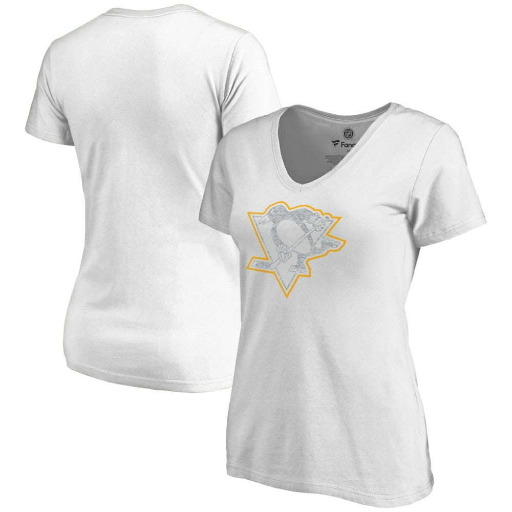 Pittsburgh Penguins Women's Whiteout V-Neck T-Shirt White
