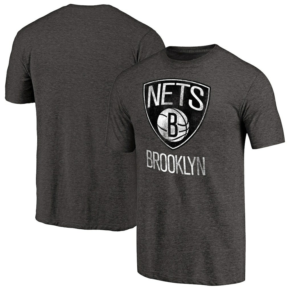 Brooklyn Nets Distressed Team Logo Tri-Blend T-Shirt - Heather Black discount