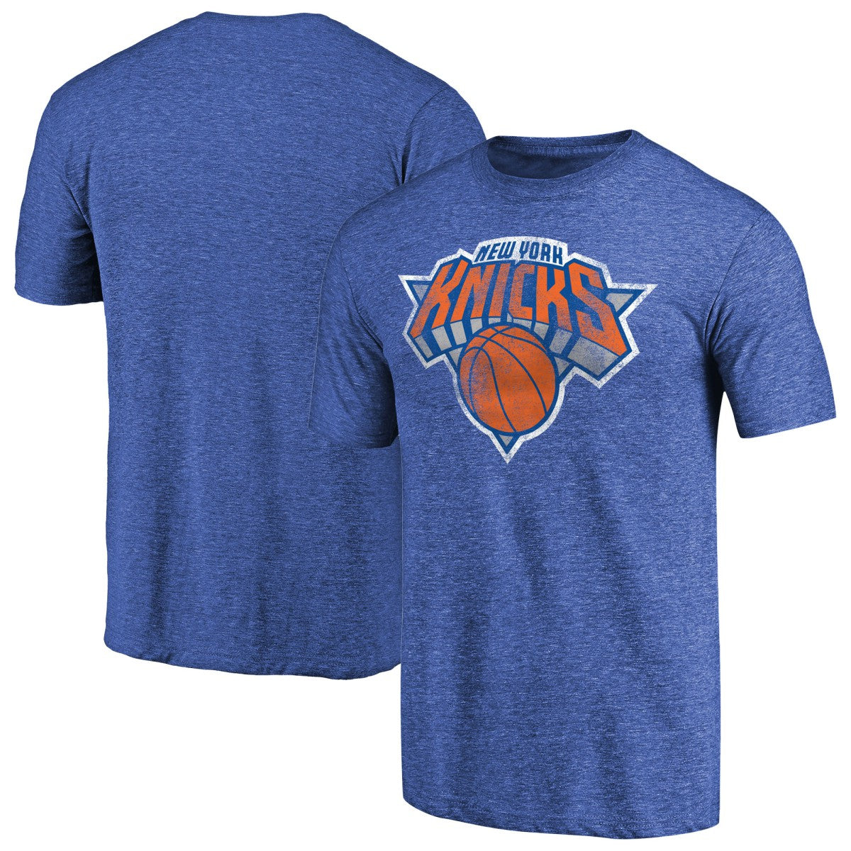 New York Knicks Distressed Team Logo Tri-Blend T-Shirt - Heather Royal online