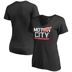 Detroit Red Wings Women's Hometown Collection Motor City V-Neck T-Shirt Black
