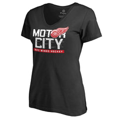 Detroit Red Wings Women's Hometown Collection Motor City V-Neck T-Shirt Black