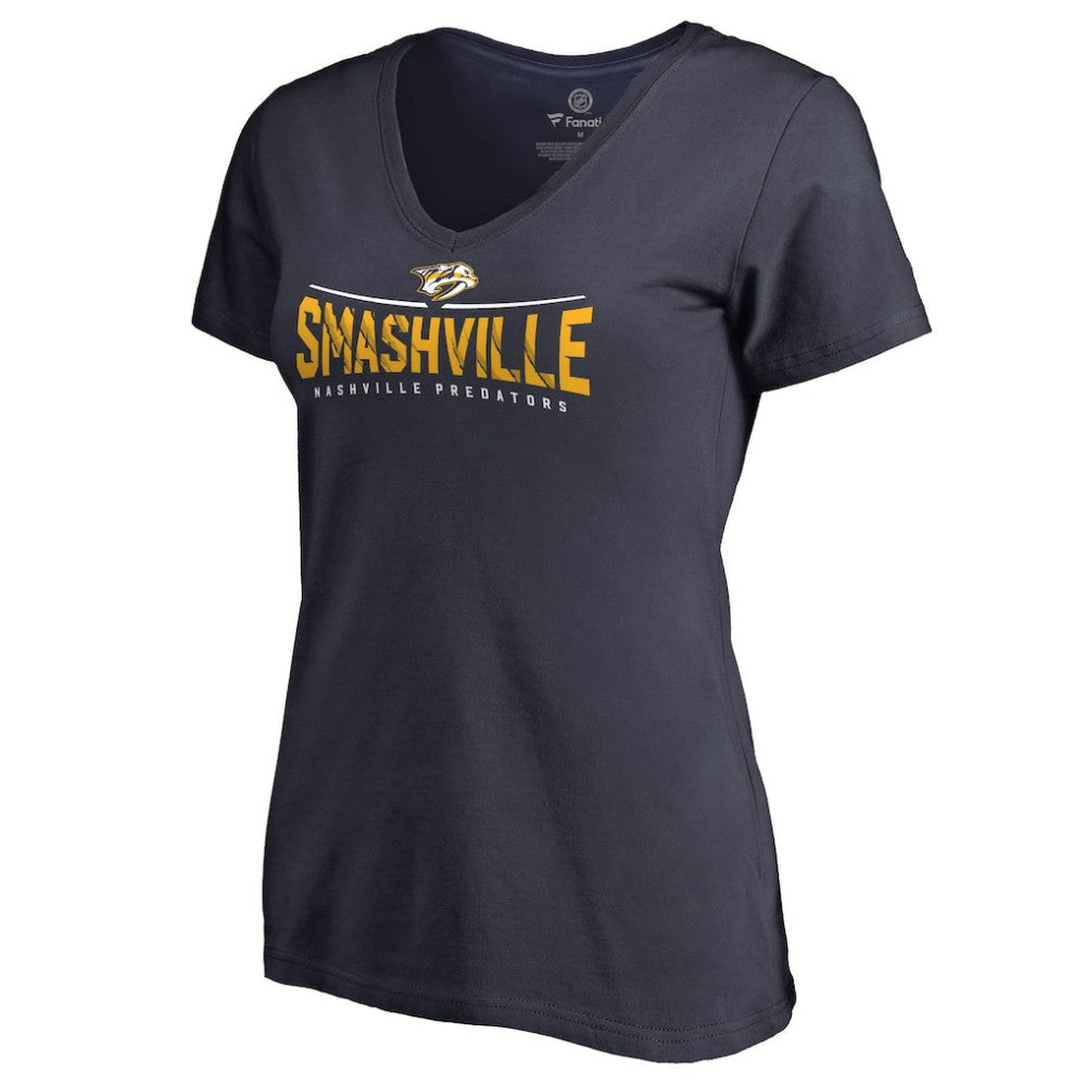 Nashville Predators Women's Hometown Collection Smashville V-Neck T-Shirt Navy