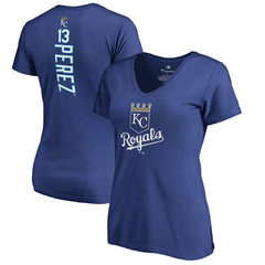 Salvador Perez Kansas City Royals Women's Backer V-Neck T-Shirt - Royal
