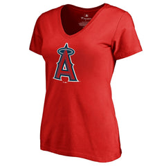 Mike Trout Los Angeles Angels Women's Backer V-Neck T-Shirt - Red
