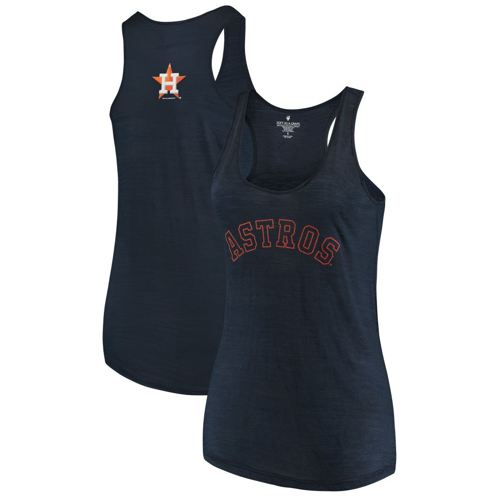 Houston Astros Soft as a Grape Women's Plus Size Swing for the Fences Racerback Tank Top - Navy