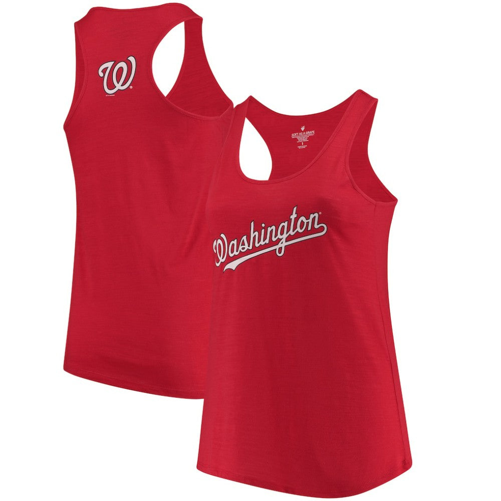 Washington Nationals Soft as a Grape Women's Plus Size Swing for the Fences Racerback Tank Top - Red