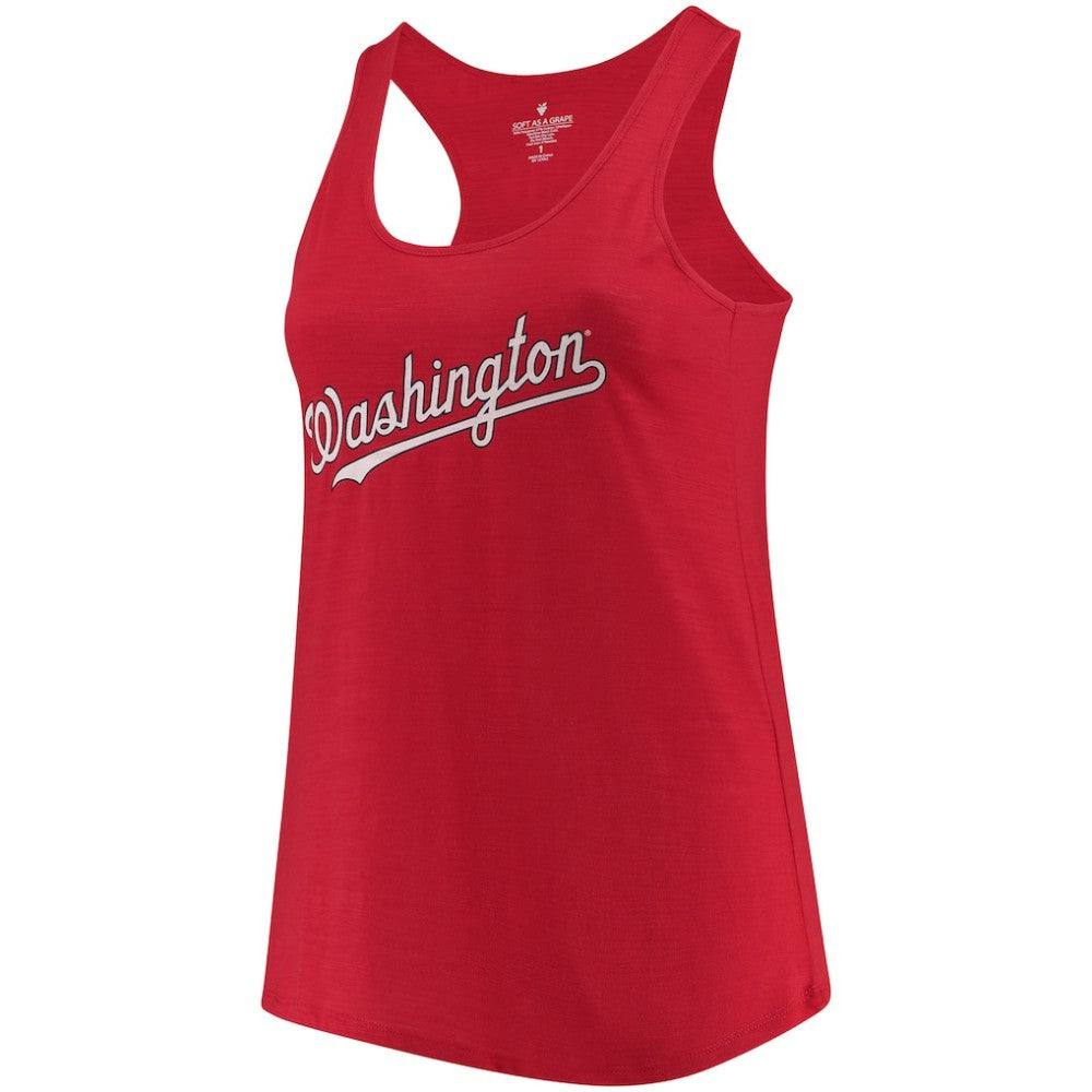 Washington Nationals Soft as a Grape Women's Plus Size Swing for the Fences Racerback Tank Top - Red