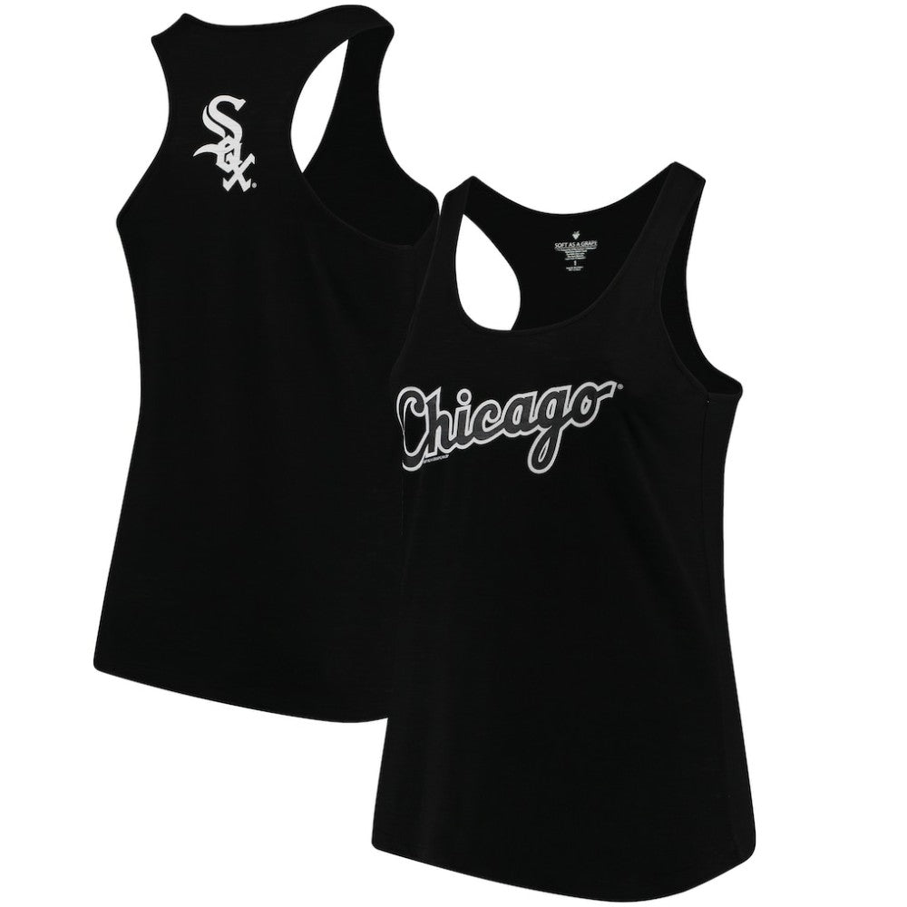 Chicago White Sox Soft as a Grape Women's Plus Size Swing for the Fences Racerback Tank Top - Black