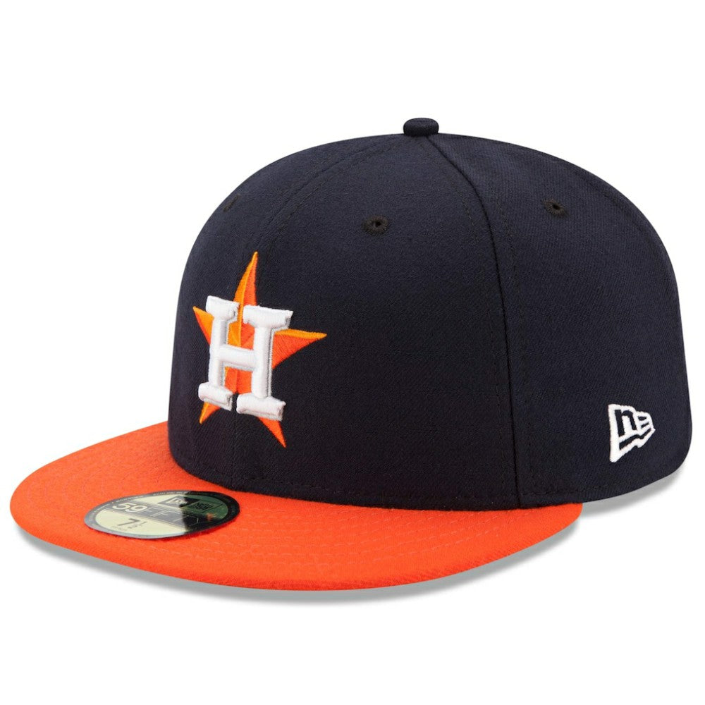 Houston Astros Road Authentic Collection On Field 59FIFTY Performance Fitted Hat - Navy/Orange | New Era
