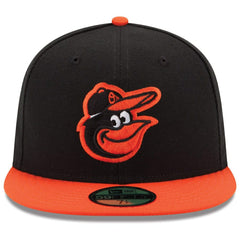 Baltimore Orioles Road Authentic Collection On-Field 59FIFTY Fitted Hat - Black/Orange | New Era