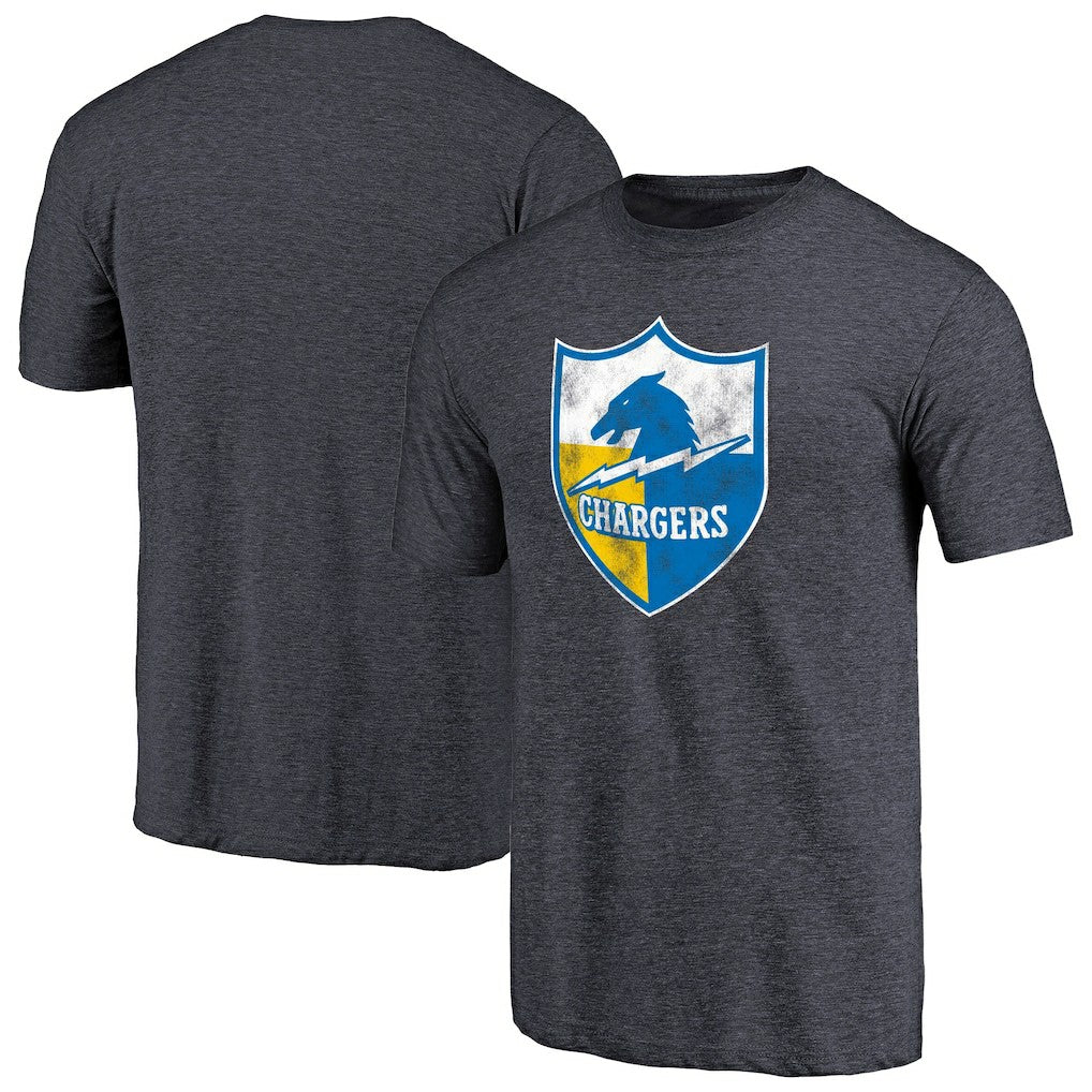 Los Angeles Chargers Throwback Logo Tri-Blend T-Shirt - Navy outlet