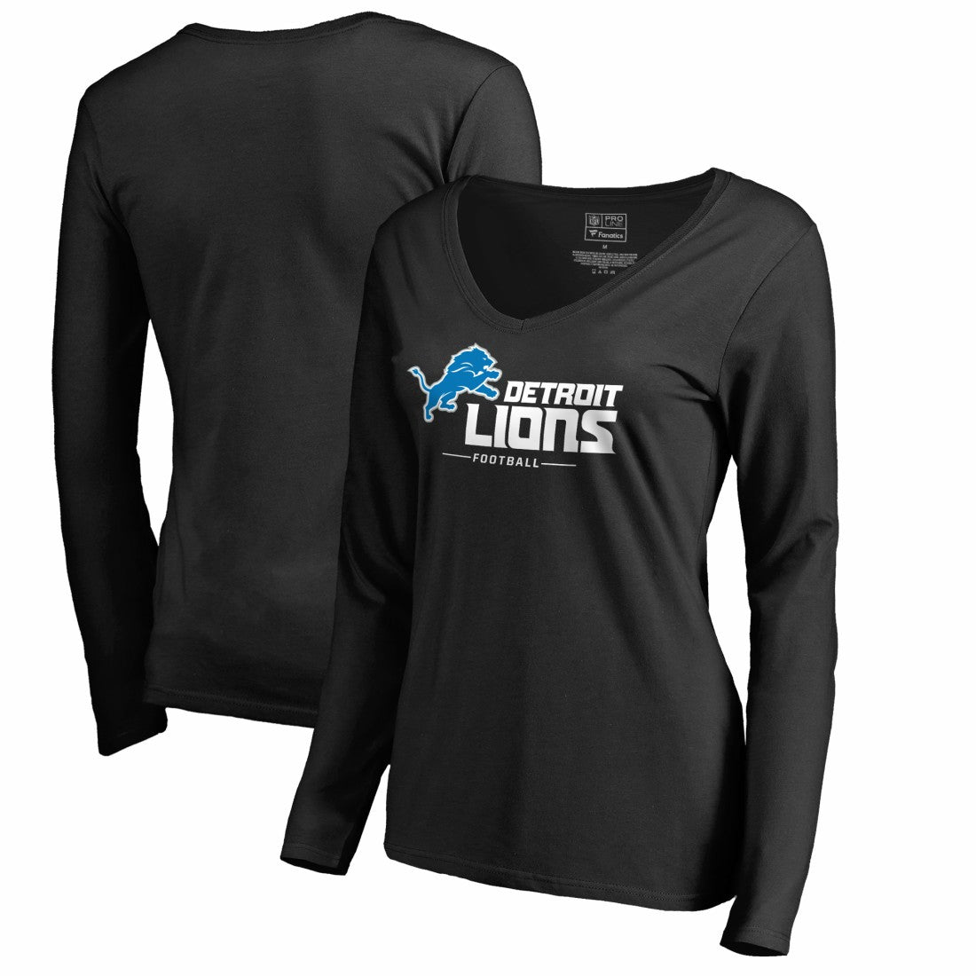 Detroit Lions Women's Team Lockup V-Neck Long Sleeve T-Shirt - Black sale