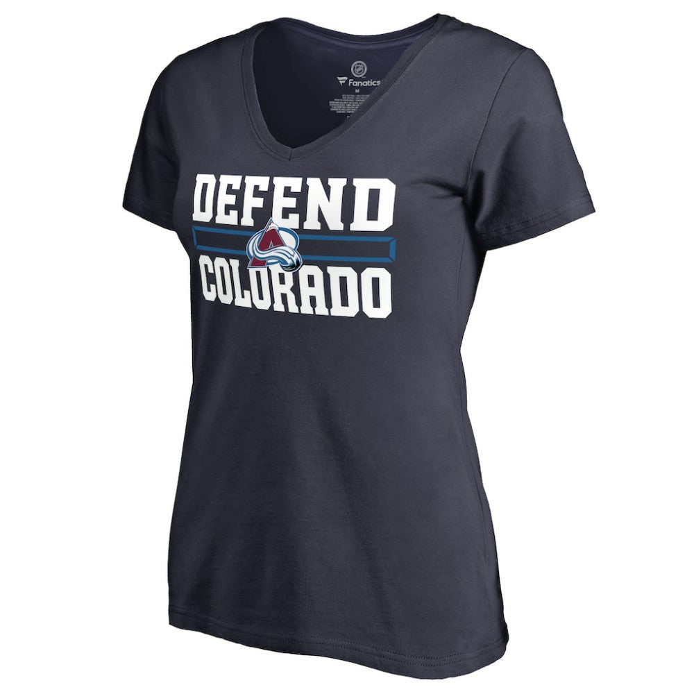 Colorado Avalanche Women's Hometown Collection Defend V-Neck T-Shirt Navy