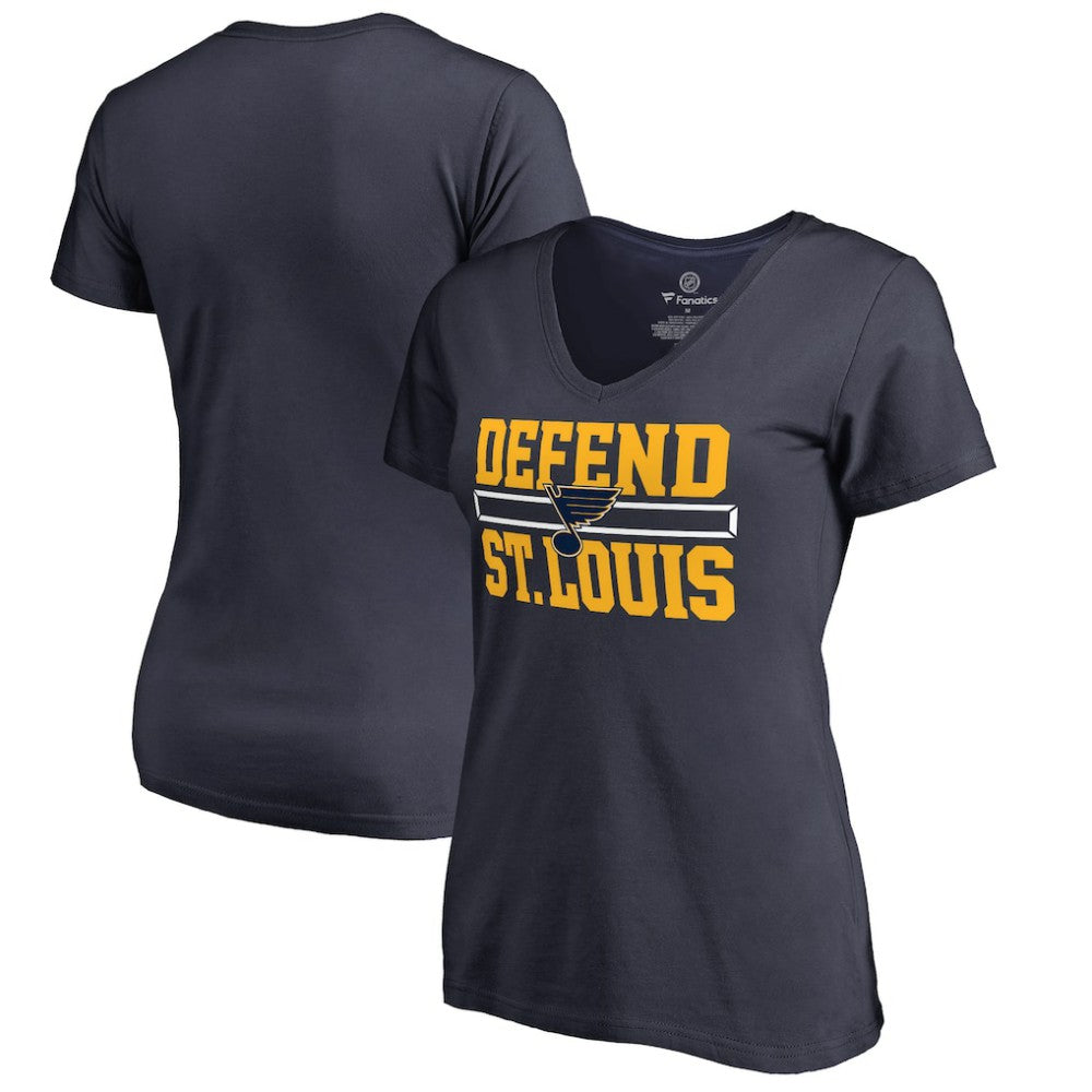 St. Louis Blues Women's Hometown Collection Defend V-Neck T-Shirt Navy