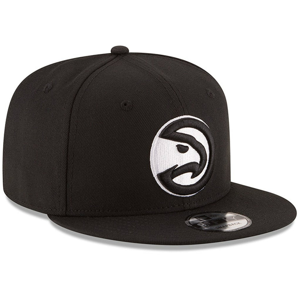 Atlanta Hawks Black & White Logo 9FIFTY Adjustable Snapback Hat - Black | New Era on sale