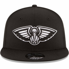 New Orleans Pelicans Black & White Logo 9FIFTY Adjustable Snapback Hat - Black | New Era for sale