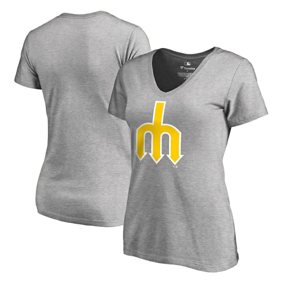 Seattle Mariners Women's Cooperstown Collection Forbes V-Neck T-Shirt - Heather Gray
