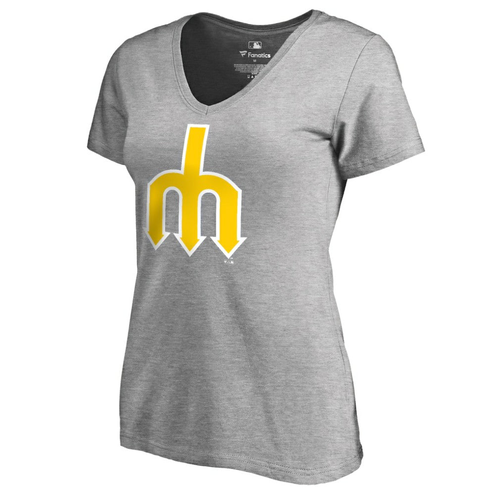 Seattle Mariners Women's Cooperstown Collection Forbes V-Neck T-Shirt - Heather Gray