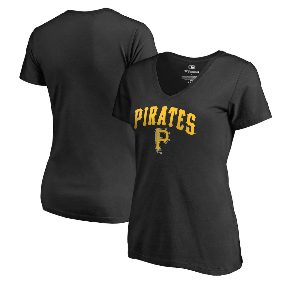 Pittsburgh Pirates Women's Core Wahconah V-Neck T-Shirt - Black