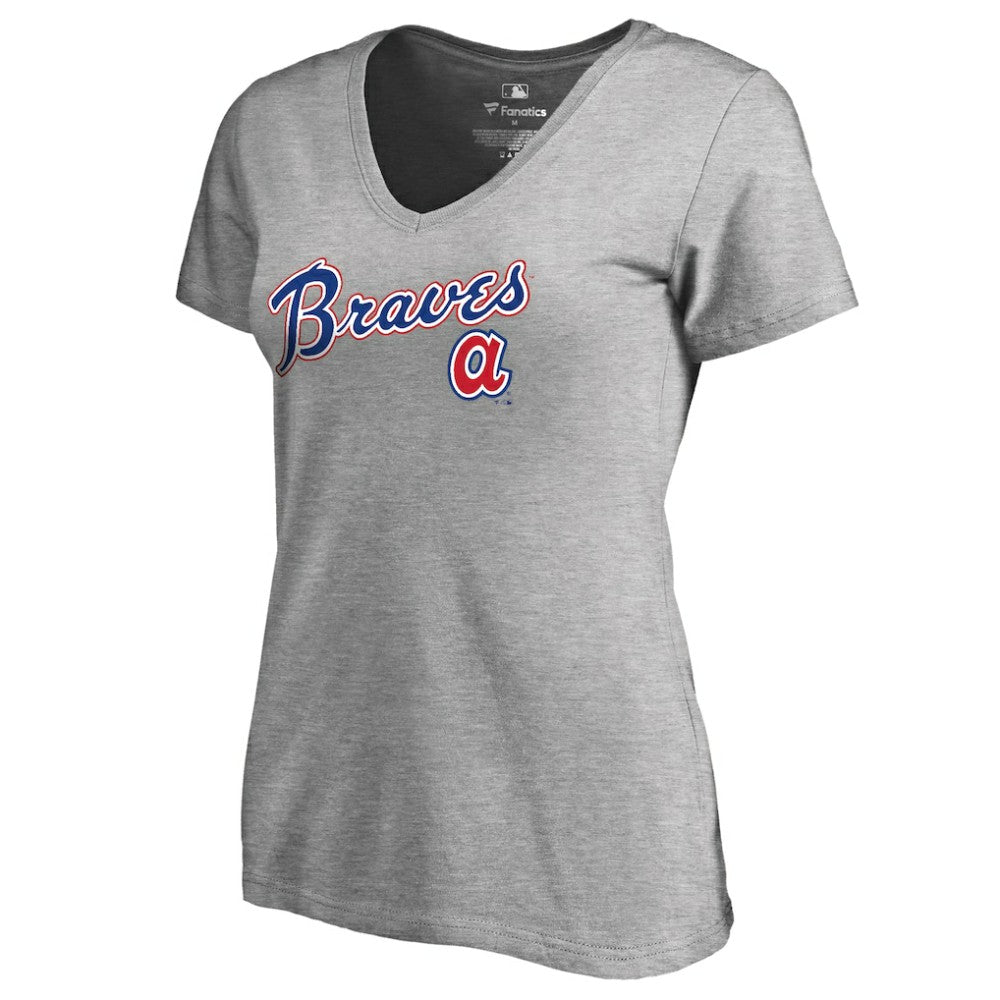 Atlanta Braves Women's Core Wahconah V-Neck T-Shirt - Heather Gray