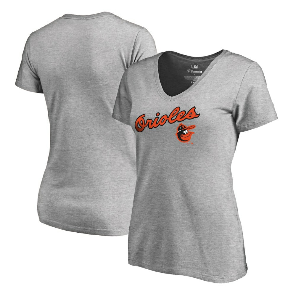 Baltimore Orioles Women's Core Wahconah V-Neck T-Shirt - Heather Gray