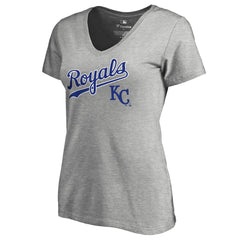 Kansas City Royals Women's Core Wahconah V-Neck T-Shirt - Heather Gray