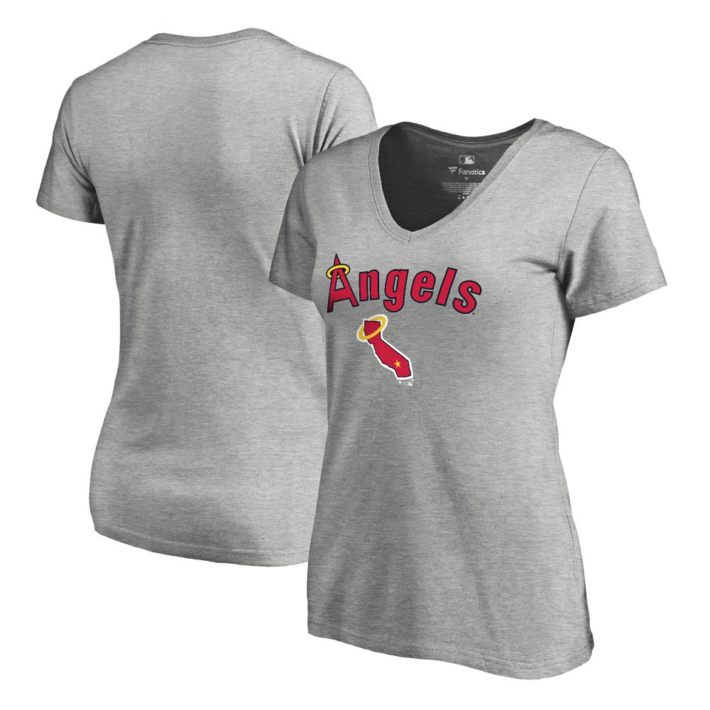 Los Angeles Angels Women's Core Wahconah V-Neck T-Shirt - Heather Gray