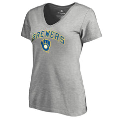 Milwaukee Brewers Women's Core Wahconah V-Neck T-Shirt - Heather Gray