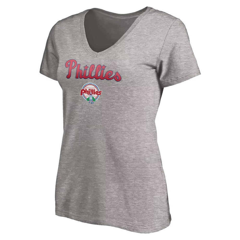 Philadelphia Phillies Women's Core Wahconah V-Neck T-Shirt - Heather Gray