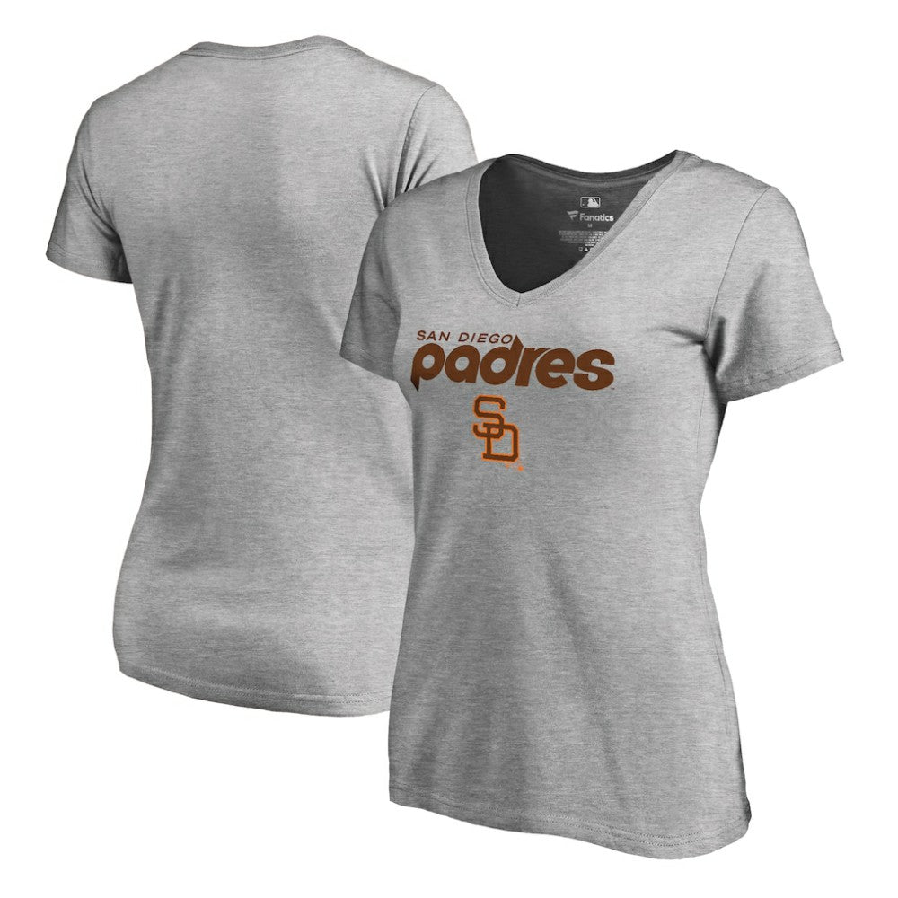 San Diego Padres Women's Core Wahconah V-Neck T-Shirt - Heather Gray