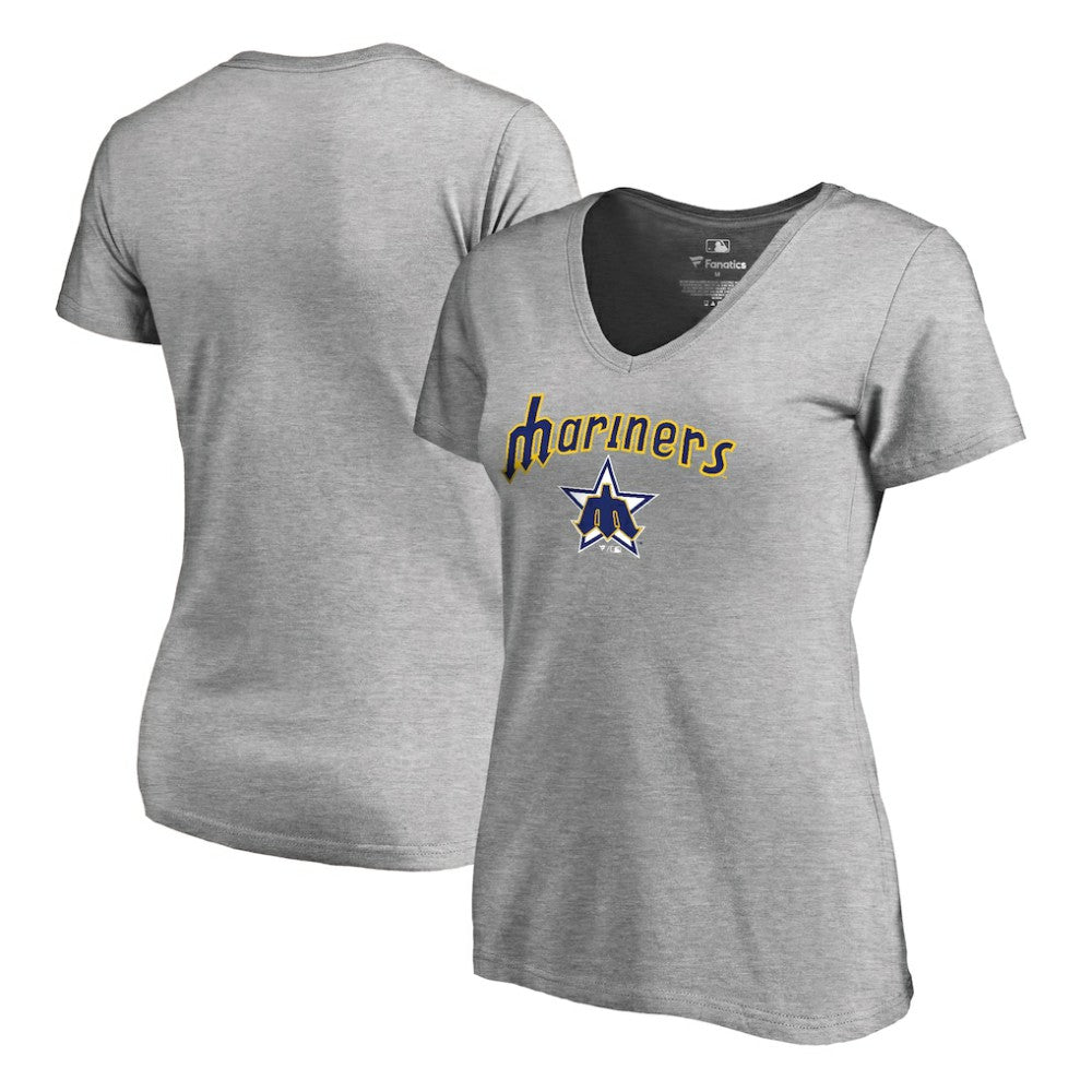 Seattle Mariners Women's Core Wahconah V-Neck T-Shirt - Heather Gray