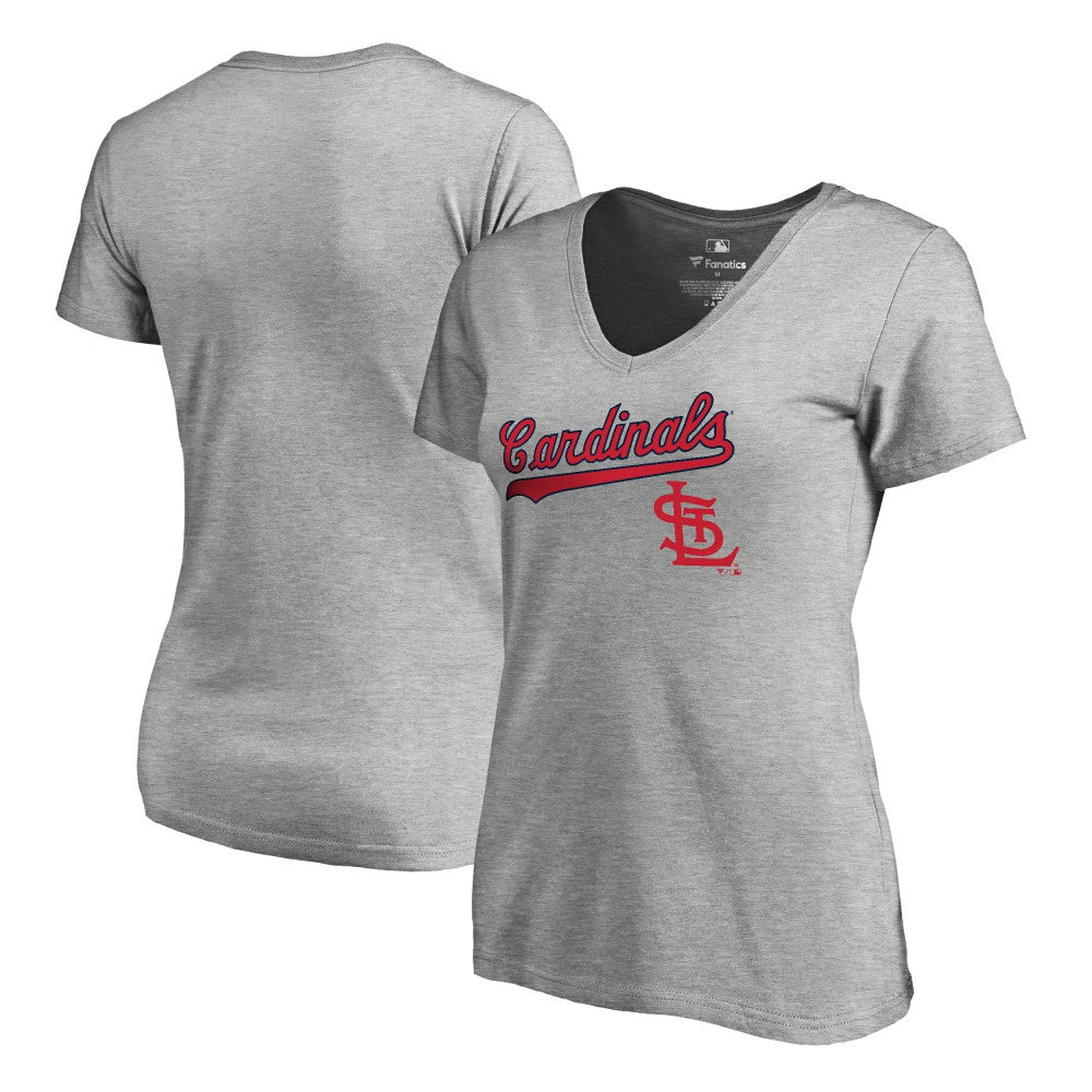 St. Louis Cardinals Women's Core Wahconah V-Neck T-Shirt - Heather Gray