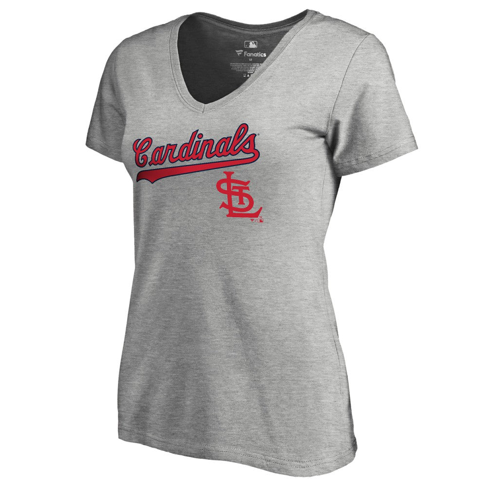 St. Louis Cardinals Women's Core Wahconah V-Neck T-Shirt - Heather Gray