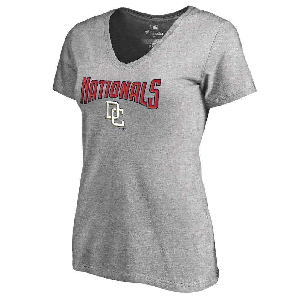 Washington Nationals Women's Core Wahconah V-Neck T-Shirt - Heather Gray