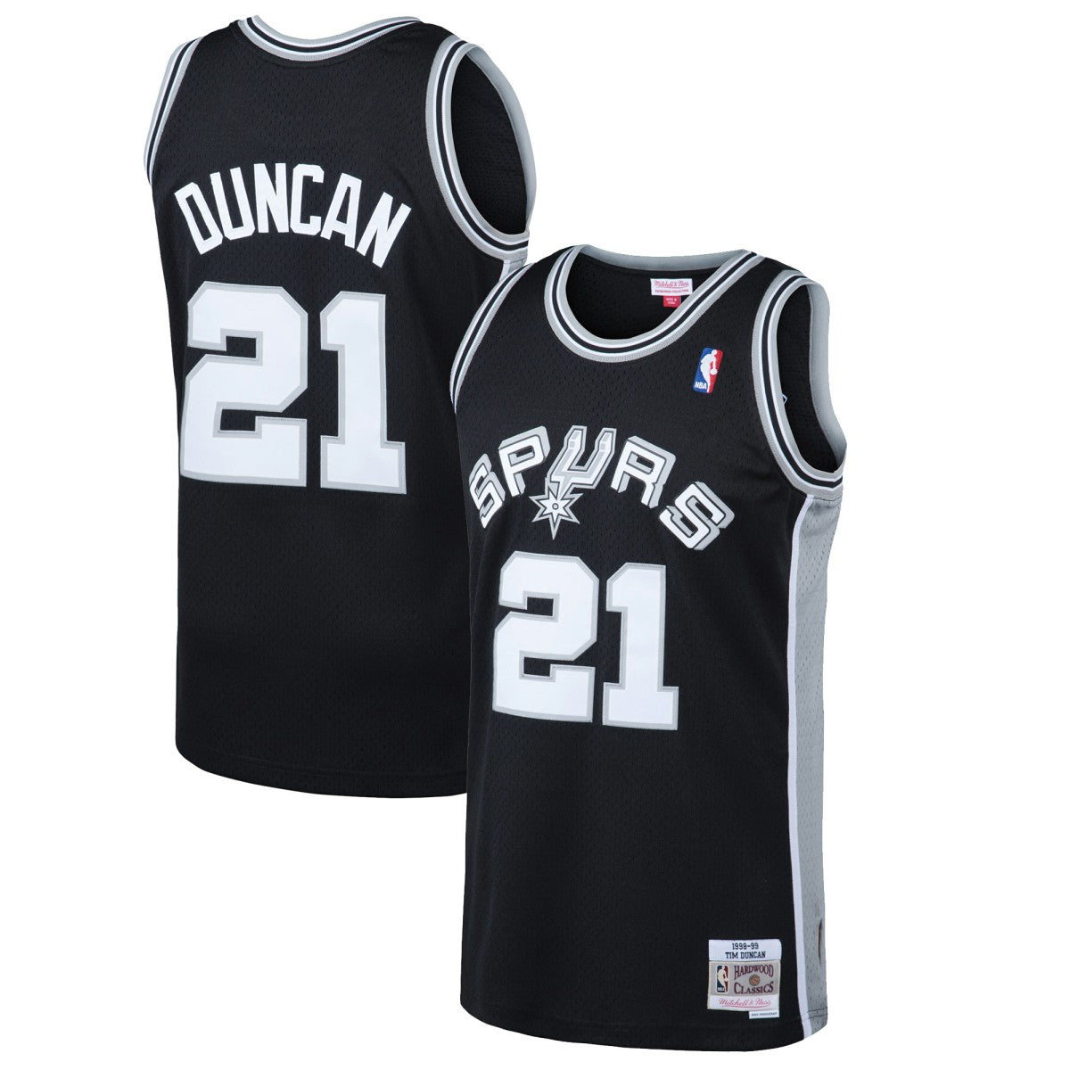 Tim Duncan San Antonio Spurs 1998/99 Hardwood Classics Swingman Jersey - Black | Mitchell & Ness for sale