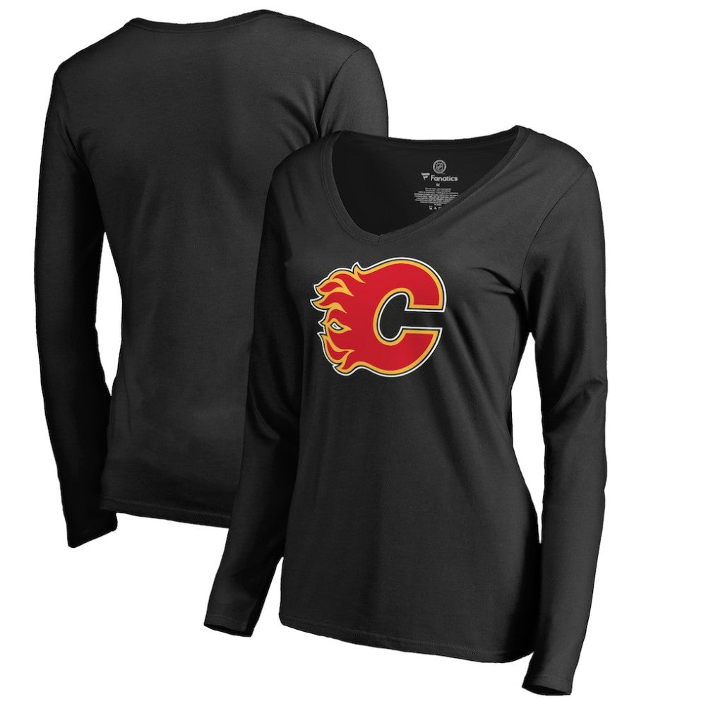 Calgary Flames Women's Primary Logo Long Sleeve T-Shirt Black