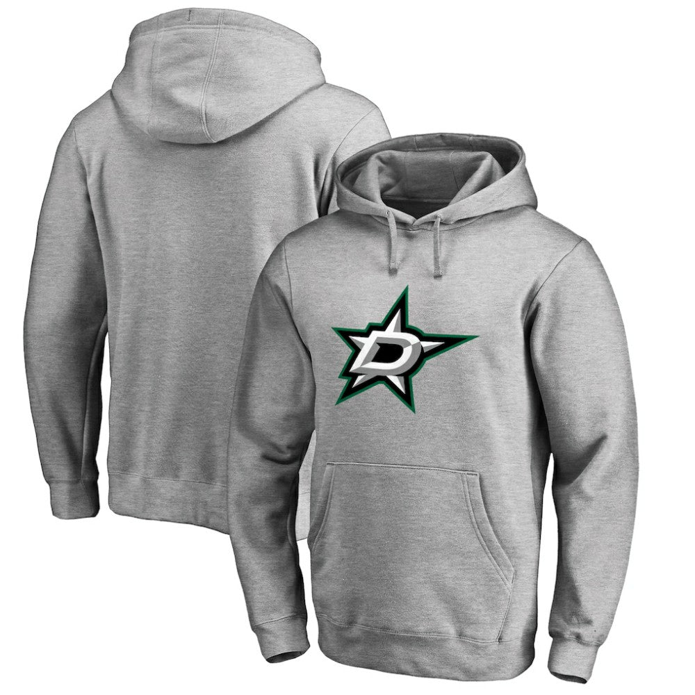 Dallas Stars Primary Team Logo Fleece Fitted Pullover Hoodie Heather Gray