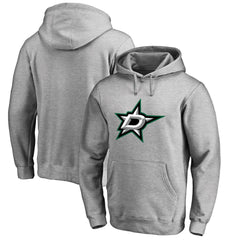 Dallas Stars Primary Team Logo Fleece Fitted Pullover Hoodie Heather Gray